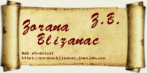 Zorana Blizanac vizit kartica